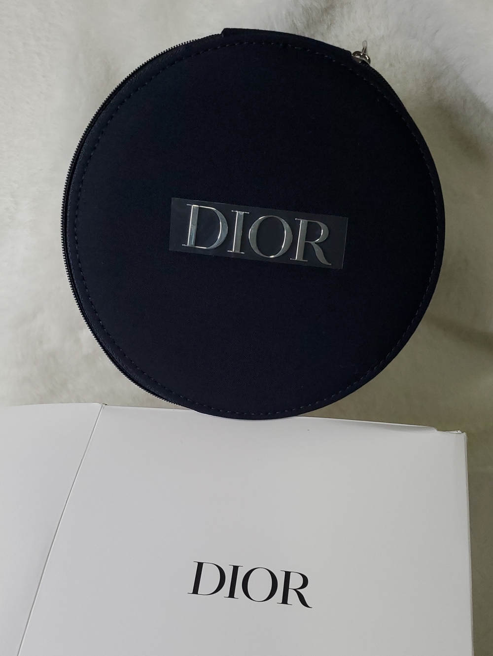 Dior Round Navy Branded Jewelry Case Or Vanity Dark Blue
